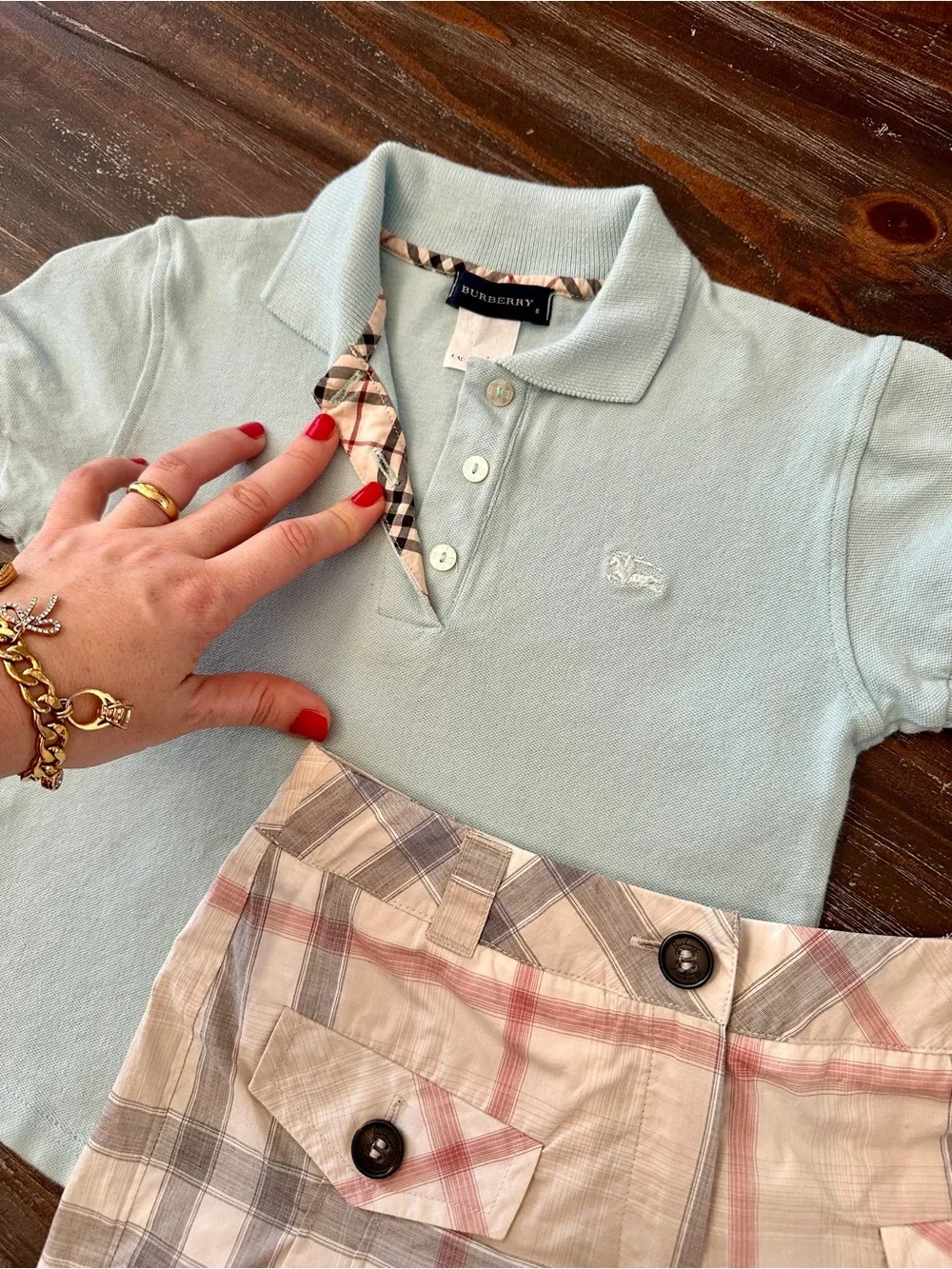 7-8 Years Authentic BURBERRY Girl’s Polo Shirt Shorts Set Blouse Tennis Youth